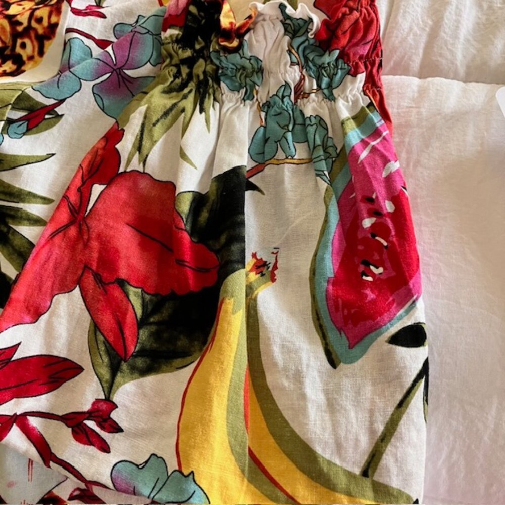 Women's tropical linen blend dress size M Resort vacation travel - Picture 5 of 6